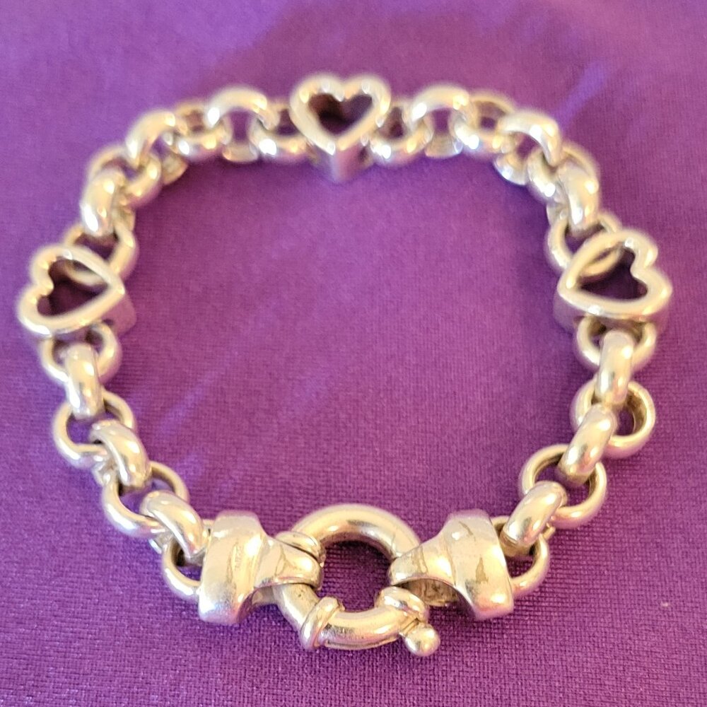 Vintage Unique Sterling Silver Heart Bracelet